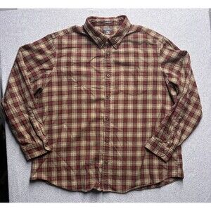 Eddie Bauer Men's 2XL Plaid Flannel Shirt Relaxed Fit Button Down 100% Cotton